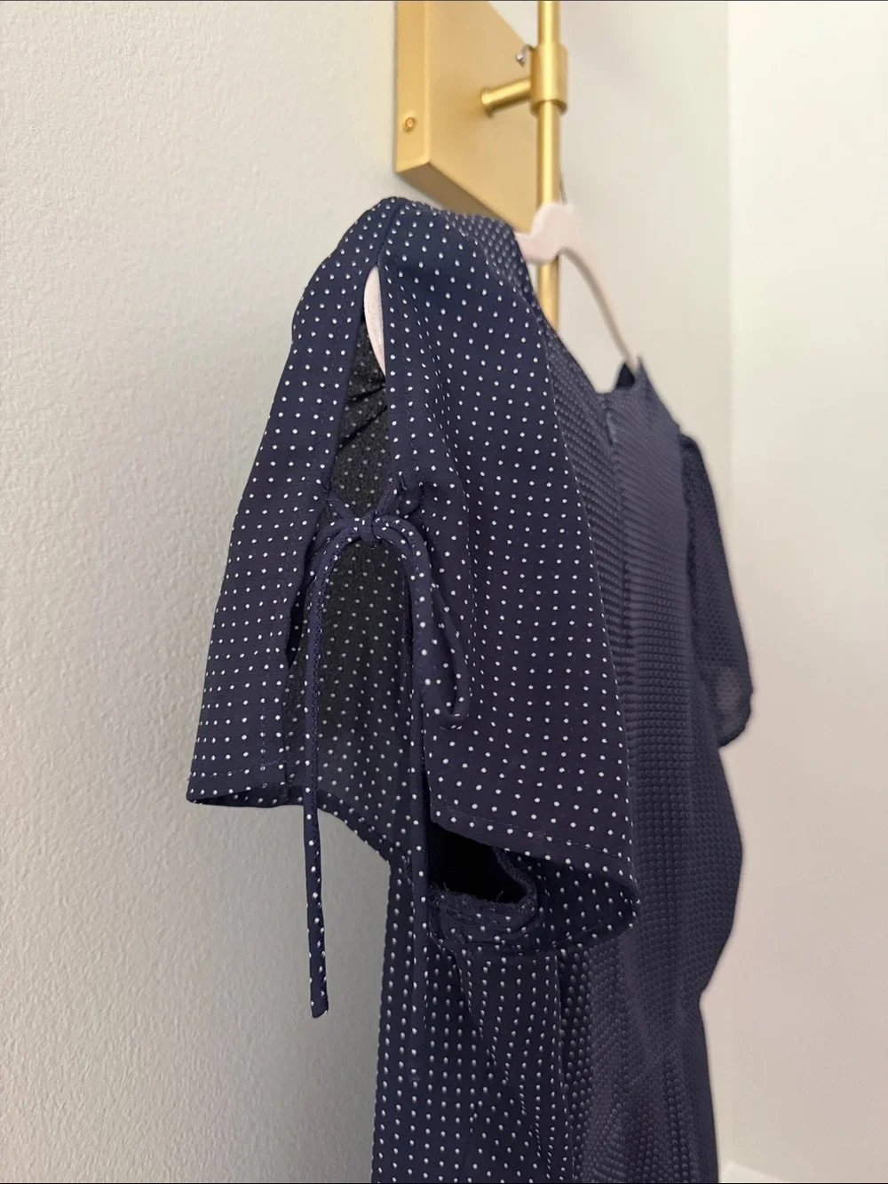J. Crew Navy Microdot V-Neck Dress Size 6